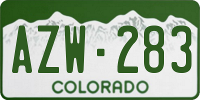 CO license plate AZW283