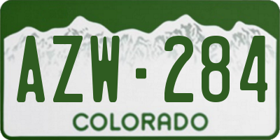 CO license plate AZW284