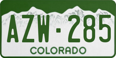 CO license plate AZW285