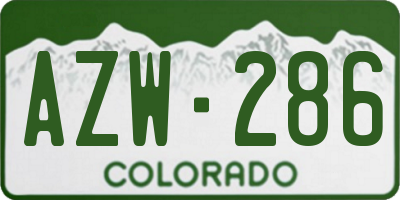 CO license plate AZW286