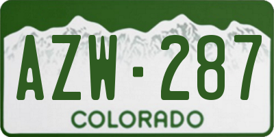 CO license plate AZW287