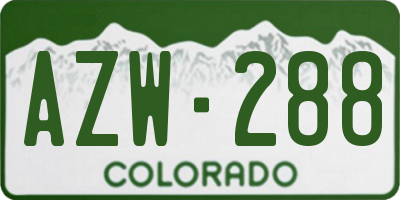 CO license plate AZW288