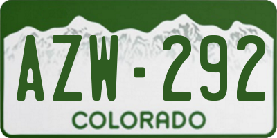 CO license plate AZW292