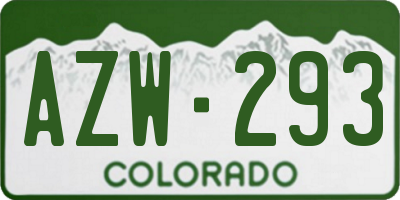 CO license plate AZW293