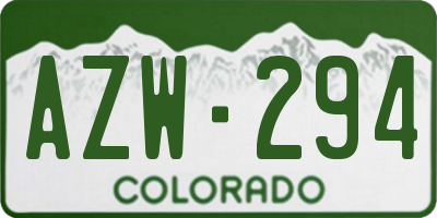 CO license plate AZW294