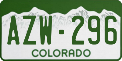 CO license plate AZW296