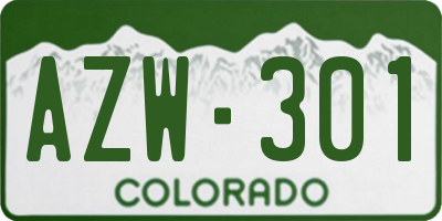 CO license plate AZW301