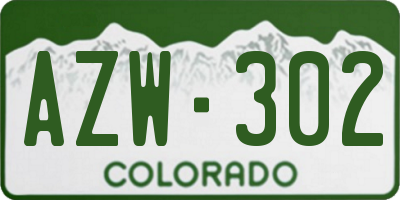 CO license plate AZW302