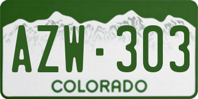 CO license plate AZW303