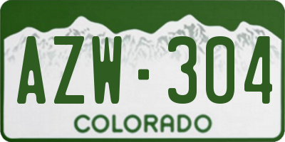 CO license plate AZW304