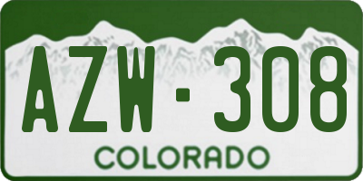 CO license plate AZW308