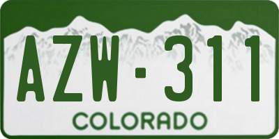 CO license plate AZW311