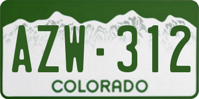 CO license plate AZW312