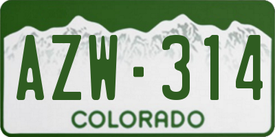 CO license plate AZW314