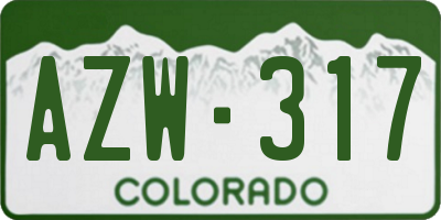 CO license plate AZW317