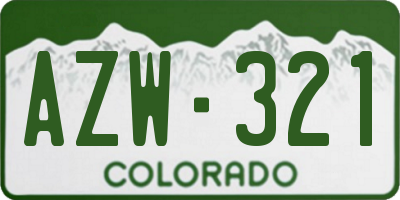 CO license plate AZW321