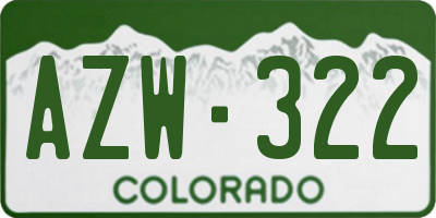 CO license plate AZW322