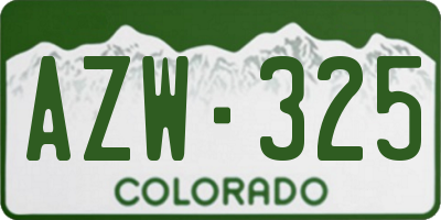 CO license plate AZW325