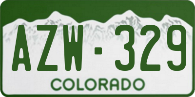 CO license plate AZW329