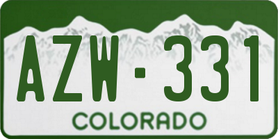 CO license plate AZW331