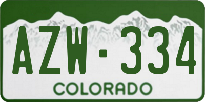 CO license plate AZW334