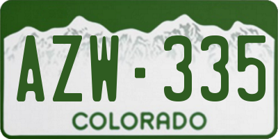 CO license plate AZW335