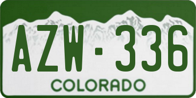 CO license plate AZW336