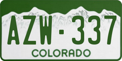 CO license plate AZW337