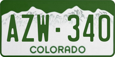 CO license plate AZW340