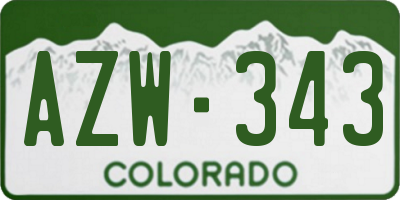 CO license plate AZW343