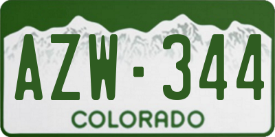 CO license plate AZW344