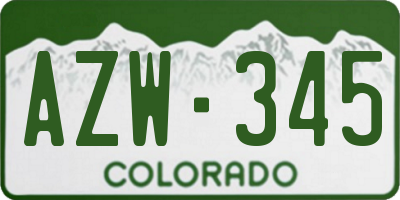 CO license plate AZW345