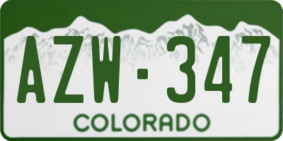 CO license plate AZW347