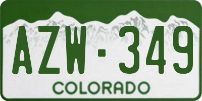 CO license plate AZW349