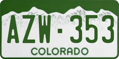 CO license plate AZW353