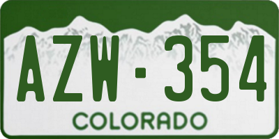 CO license plate AZW354