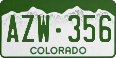 CO license plate AZW356