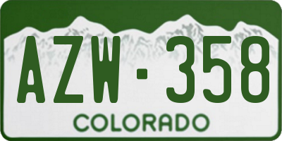 CO license plate AZW358