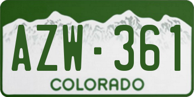 CO license plate AZW361