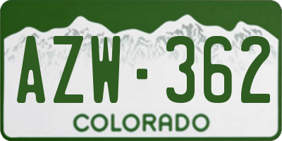 CO license plate AZW362