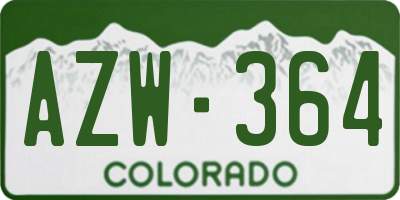 CO license plate AZW364