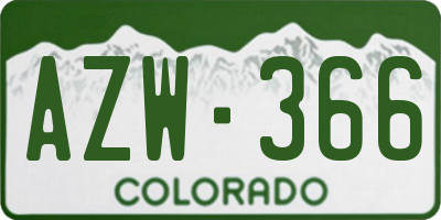 CO license plate AZW366