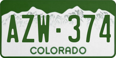 CO license plate AZW374