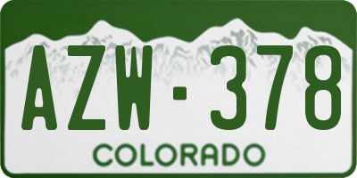 CO license plate AZW378