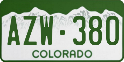 CO license plate AZW380