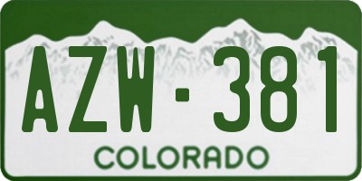 CO license plate AZW381