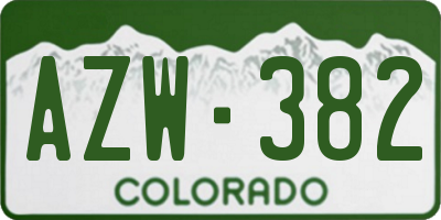 CO license plate AZW382