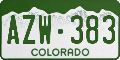 CO license plate AZW383