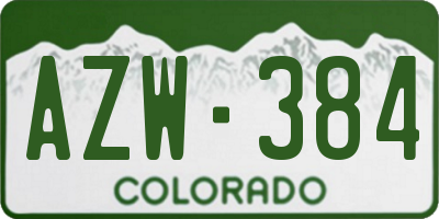 CO license plate AZW384