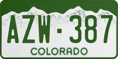 CO license plate AZW387